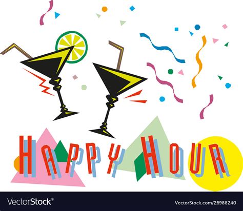 Classic style happy hour cocktail banner Vector Image