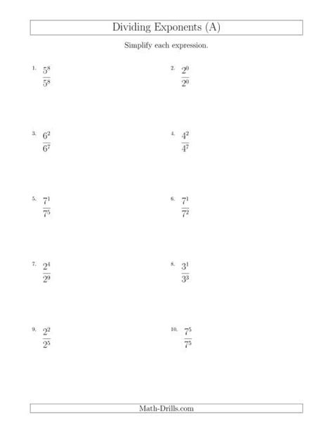 worksheet. Dividing Exponents Worksheet. Worksheet Fun Worksheet Study Site