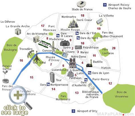 Paris top tourist attractions map Visitor points of interest Paris ...