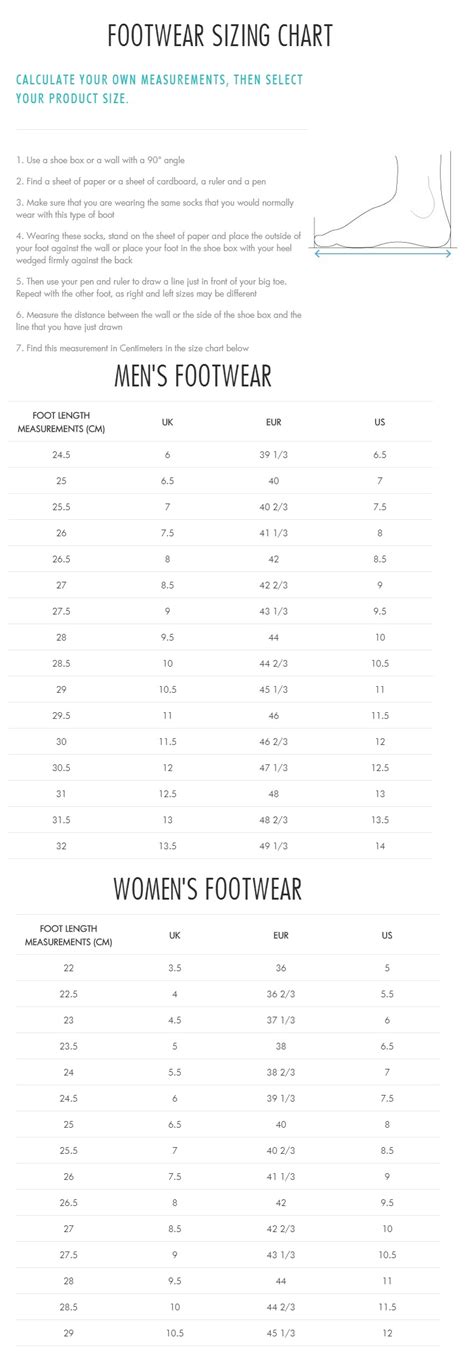 Salomon Footwear Size Guide