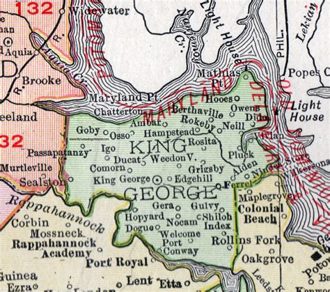 King George County, Virginia, Map, 1911, Rand McNally, Comorn ...