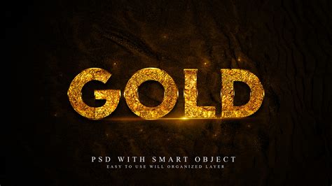 ArtStation - Gold PSD fully editable text effect. Layer style PSD ...