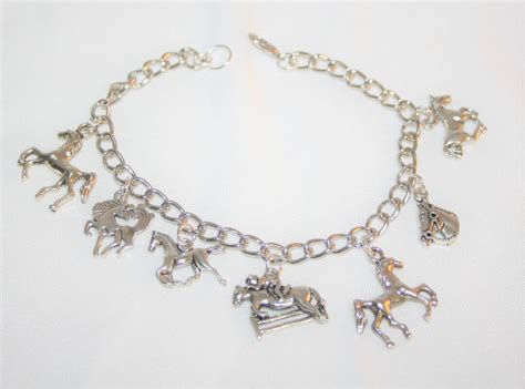 Horse Charm Bracelet, Horse Lover Bracelet, Equestrian Gift, Horseback ...