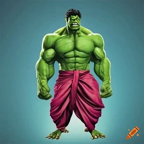 The hulk wearing traditional indian clothing on Craiyon