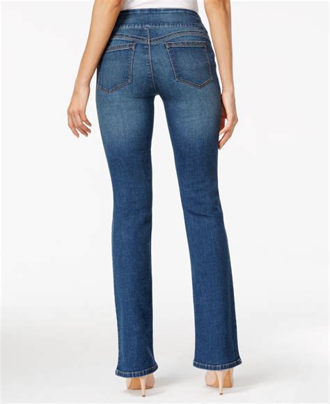 Style & co. Petite Pull-on Medium Wash Flared Jeans in Blue | Lyst