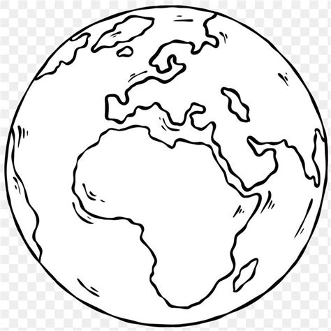 a black and white drawing of the earth on a transparent background, with no background