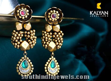 Kalyan Jewellers Antique Designer Earrings - South India Jewels