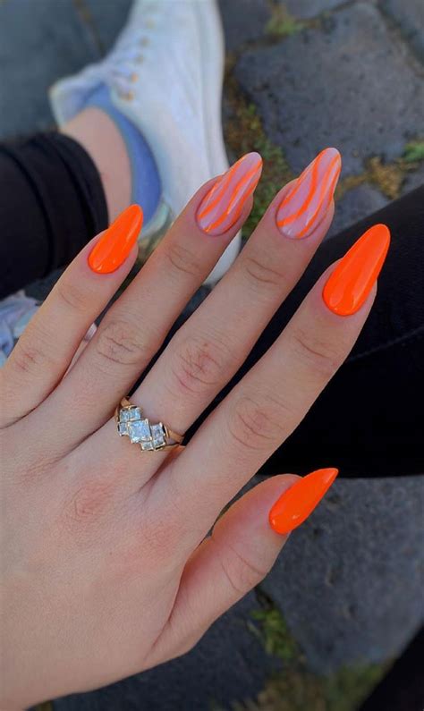 45+ Cute Summer Nails 2021 : Orange Nail Art Designs