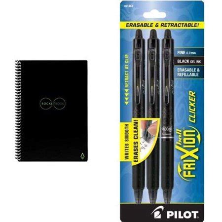 Rocketbook Everlast - Executive - Black, 1 Pilot FriXion Clicker Retractable Erasable Gel Pens ...