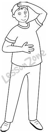 Lesson Zone AU  Person Patting Head And Rubbing tummy B&ampW sketch template