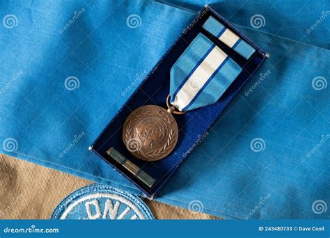 UN Peacekeeper`s Medal and Service Ribbon in Box Editorial Stock Photo - Image of button, hero ...