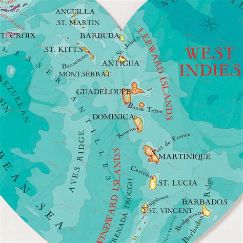 west indies map heart print by bombus | notonthehighstreet.com