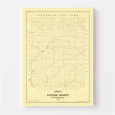 Vintage Map of Potter County, Pennsylvania 1856 by Ted's Vintage Art