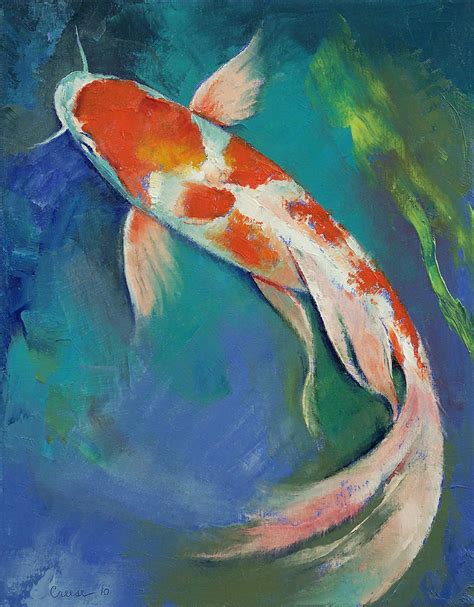 Kohaku Butterfly Koi Painting by Michael Creese