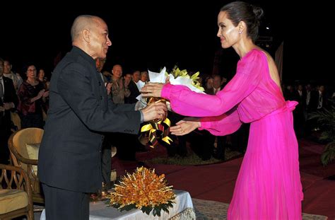 Angelina Jolie Stuns in Hot-Pink Gown in Cambodia