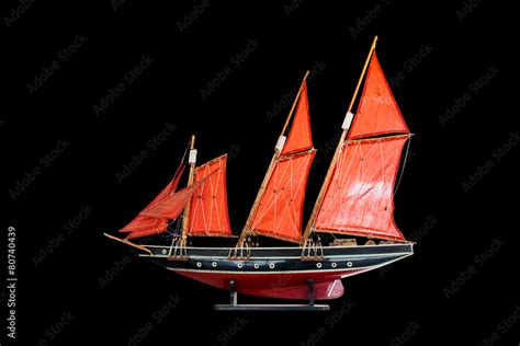 wood model barque, a type of sailing vessel, asia Stock Photo | Adobe Stock