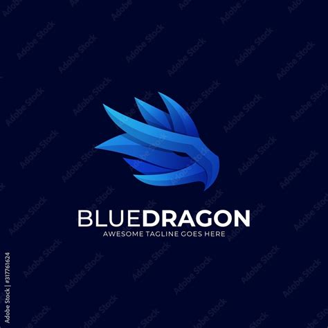 Vector Logo Illustration Blue Dragon Gradient Colorful Stock Vector ...