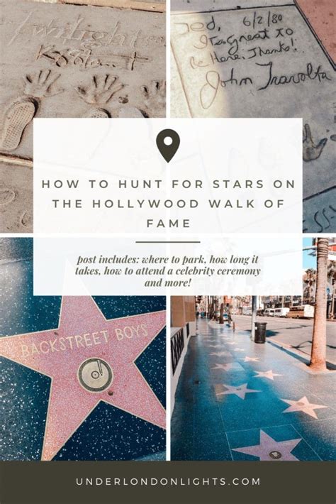 the hollywood walk of fame is shown in four different pictures with ...