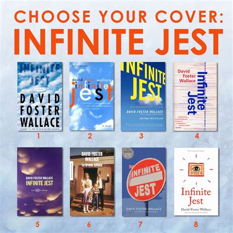 an info sheet with the words choose your cover infinite jest