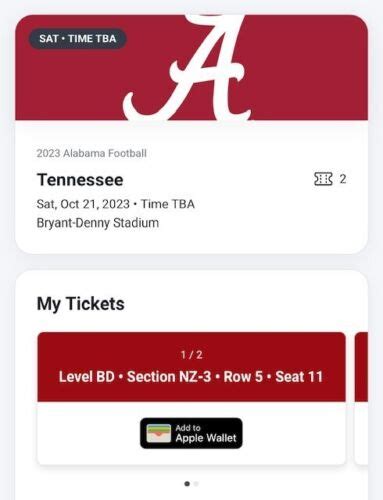 Alabama vs.Tennessee football game. Two VIP tickets & reserved parking | eBay