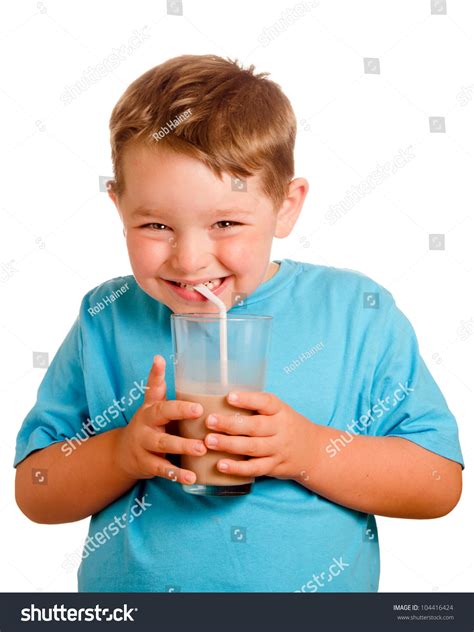 Happy Smiling Child Drinking Chocolate Milk Isolated On White Stock Photo 104416424 : Shutterstock