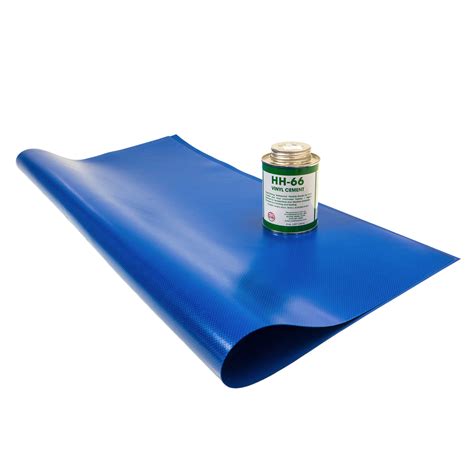 Tarp Repair Kit: Blue 2'x2' Heavy Duty Flatbed Tarp and Vinyl Cement