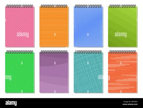 Vector Spiral Notepad Covers, lot collection of 8 cut out illustrations ...