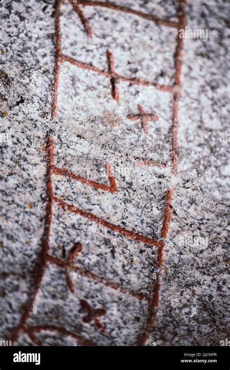 The Viking age runestone close up shot Stock Photo - Alamy