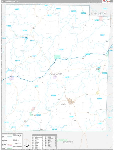 Allegany County Wall Map Premium Style