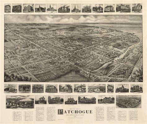 Old Map of Patchogue New York 1905 Suffolk County | Panoramic map, Panoramic, Map art print