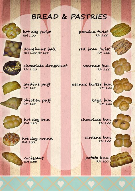 Raziah's CakeHouze: bread & pastries menu