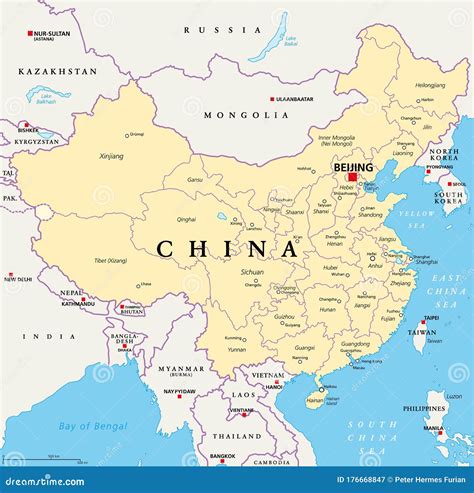 China, Political Map, Provinces, and Administrative Divisions Stock ...