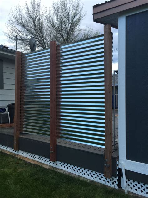 Corrugated metal privacy fence | Privacy fence designs, Privacy screen outdoor, Backyard fences