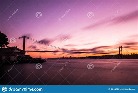 Istanbul Bosphorus Bridge Sunset View in Istanbul, Turkey Stock Photo - Image of color, turkey ...