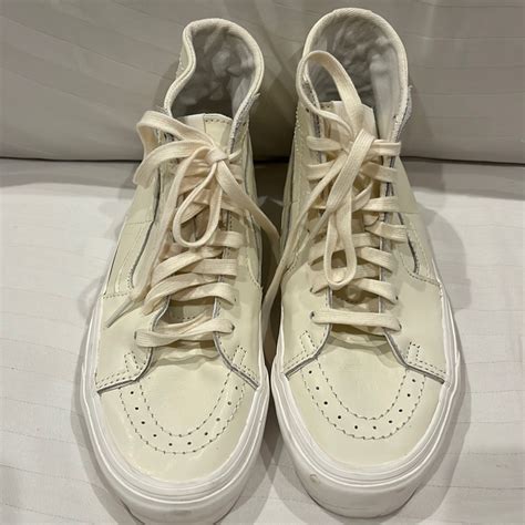 Vans Leather High Top Leather Skate Sneakers White 72… - Gem