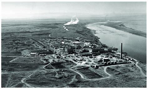 Nuclear reactors line the riverside sector at the Hanford Site along ...