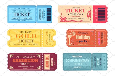 Theatre Cinema Ticket Best Party Gold Welcome Set | Illustrator Graphics ~ Creative Market