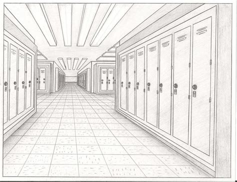 Lockers on a School Hallway by TheAljavis on DeviantArt | Perspective art, Perspective drawing ...