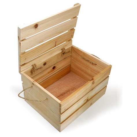 Natural Wooden Crate Storage Box with Lid - Medium would love this ... | Wooden crates with lids ...