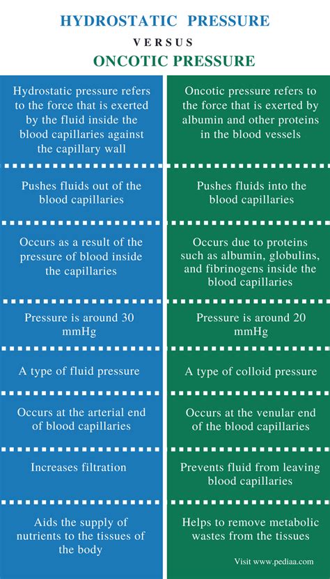 Difference Between Hydrostatic and Oncotic Pressure | Definition ...