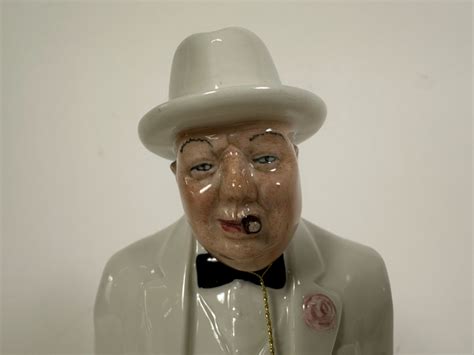 Royal Doulton Sir Winston Churchill Hand Painted Porcelain Figurine HN3057 With Glass Dome And ...