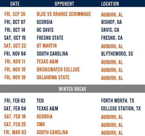 Auburn University Fall 2024 Schedule - Babs Marian