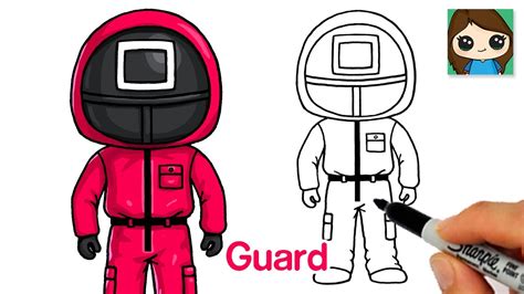 How to Draw Squid Game ⏹🔼⏺Red Guard Uniform - YouTube