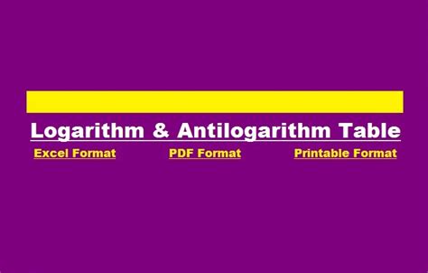 Common Logarithm & Antilogarithm Table With Mean Difference - PkTelcos