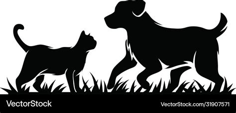 Silhouette cat and dog Royalty Free Vector Image