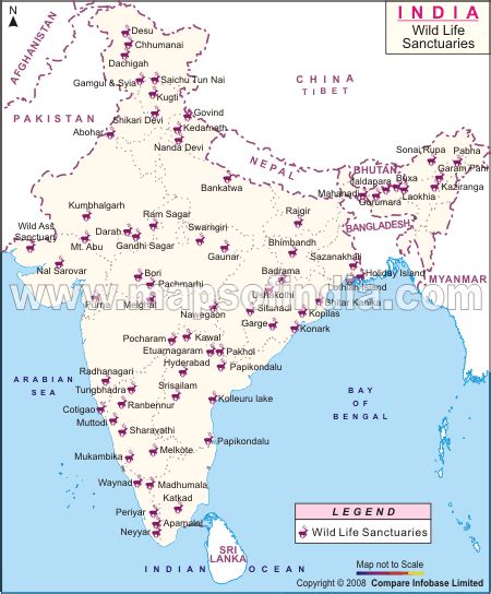 Map of Wildlife Sanctuaries in India