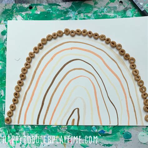 Brown Rainbow Craft using Cheerios - Happy Toddler Playtime