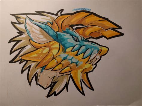 Zinogre by my fiance. Drawn with markers : r/MonsterHunter