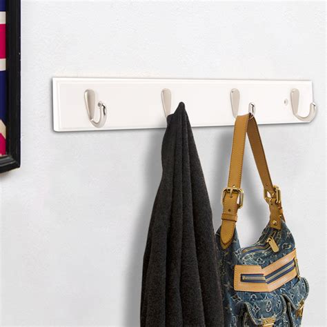 4/5 Metal Hook Wall Mount Bamboo Hanging Coat Rack Wall Hanger Clothes ...