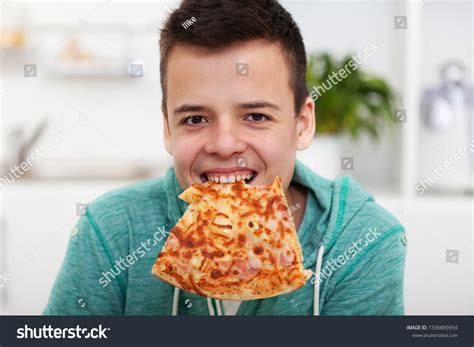 Young Boy Having Fun Eating Pizza Stock Photo 1336889954 | Shutterstock